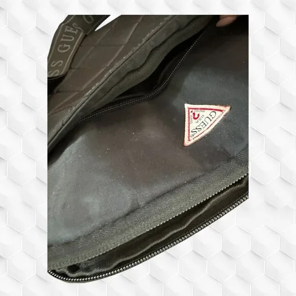 Guess Black Laptop Bag with Quilted Texture and Adjustable Strap - Picture 6 of 10